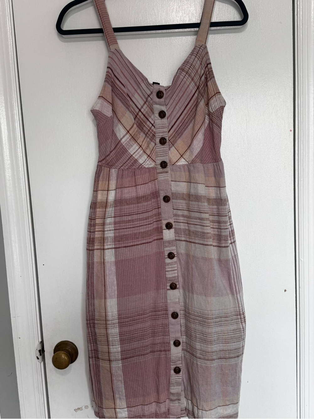 Universal Thread Pink Plaid Button-Front Midi Dress